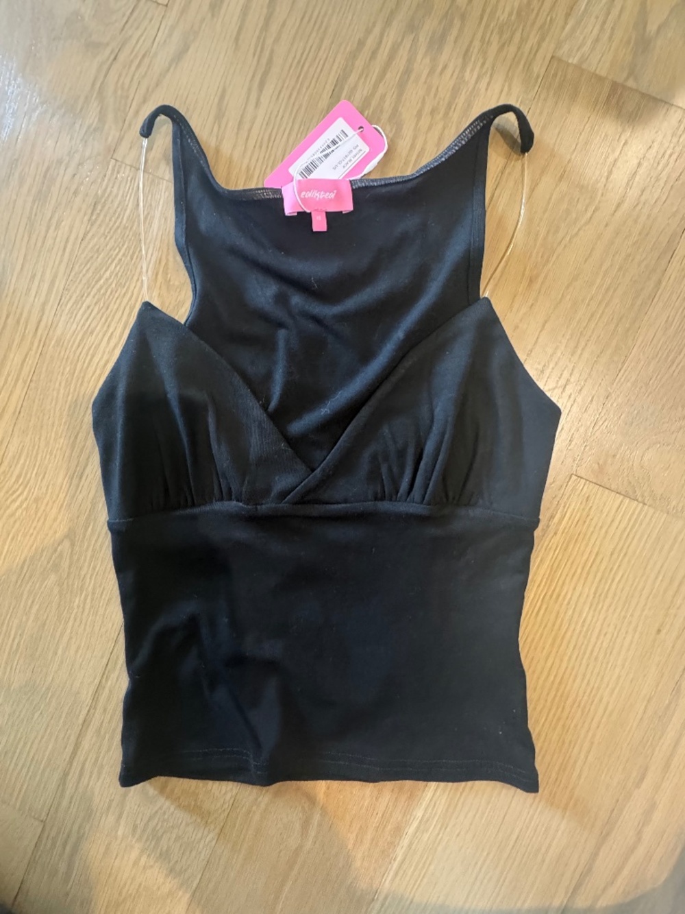 Edikted - Zasha Clear Straps V Neck Top XS Black